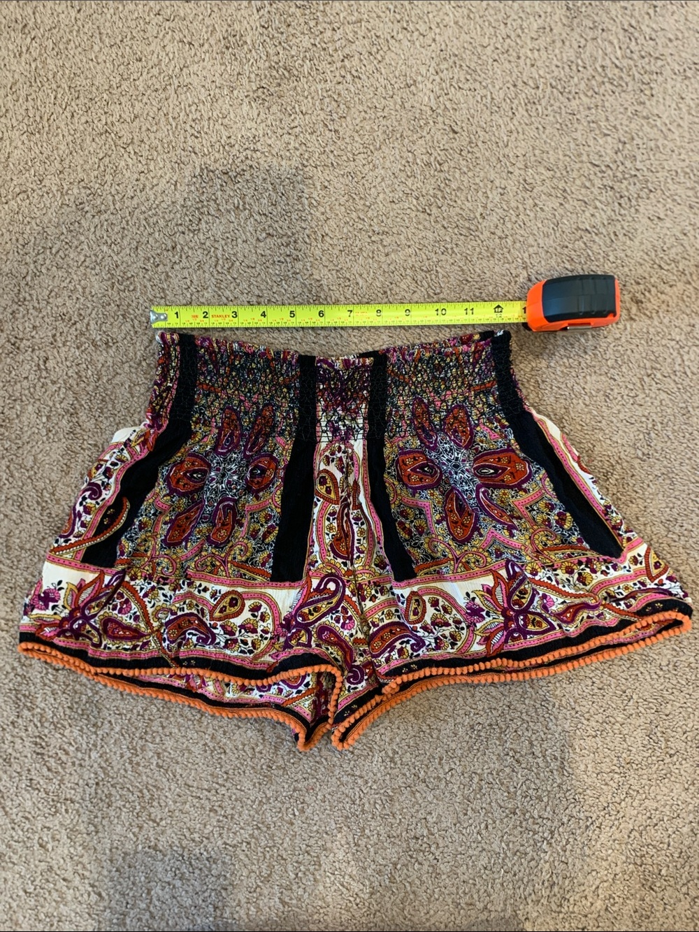 Patrons of Peace Black and Orange Paisley High-Waist Shorts